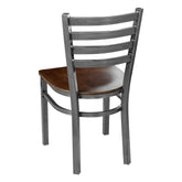 Ladder Back Metal Chair - Gun Metal - Walnut
