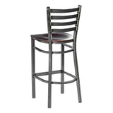 Ladder Back Barstool - Gun Metal - Mahogany