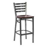 Ladder Back Barstool - Gun Metal - Mahogany