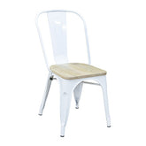 Pari's Metal Chair - White with Wood Seat