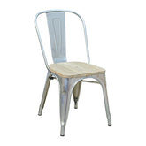 Pari's Metal Chair - Gun Metal with Wood Seat