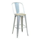 Pari's Barstool - Gun Metal with Wood Seat