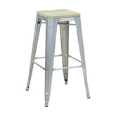 Pari's Stool - Gun Metal with Wood Seat