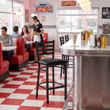 Ladder Back Barstool - Black