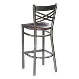 Hashtag Metal Barstool - Gun Metal - Mahogany