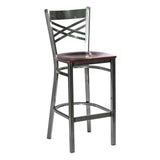 Hashtag Metal Barstool - Gun Metal - Mahogany