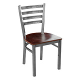 Ladder Back Metal Chair - Gun Metal - Mahogany