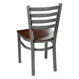 Ladder Back Metal Chair - Gun Metal - Walnut