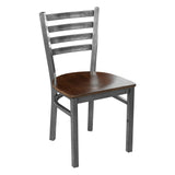 Ladder Back Metal Chair - Gun Metal - Walnut