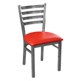 Ladder Back Metal Chair - Gun Metal - Red