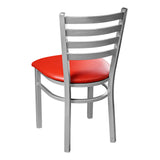 Ladder Back Metal Chair - Silver - Red