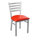 Ladder Back Metal Chair - Silver - Red