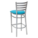 Ladder Back Barstool - Silver - Blue