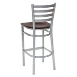 Ladder Back Barstool - Silver - Mahogany