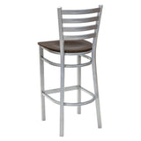 Ladder Back Barstool - Silver - Walnut