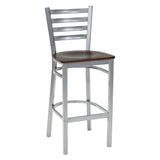 Ladder Back Barstool - Silver - Walnut