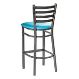 Ladder Back Barstool - Gun Metal - Blue