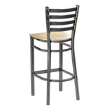 Ladder Back Barstool - Gun Metal - Natural