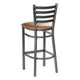 Ladder Back Barstool - Gun Metal - Tan