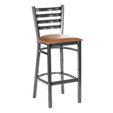 Ladder Back Barstool - Gun Metal - Tan