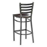 Ladder Back Barstool - Gun Metal - Walnut