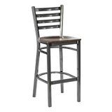 Ladder Back Barstool - Gun Metal - Walnut