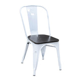 Pari's Metal Chair - White with Wood Seat