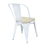 Pari's Metal Chair - White with Wood Seat