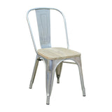 Pari's Metal Chair - Gun Metal with Wood Seat