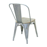 Pari's Metal Chair - Gun Metal with Wood Seat