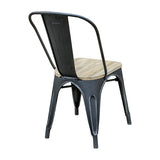 Pari's Metal Chair - Antique Black with Wood Seat