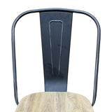 Pari's Metal Chair - Antique Black with Wood Seat