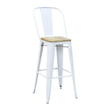 Pari's Barstool - White with Wood Seat