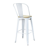 Pari's Barstool - White with Wood Seat