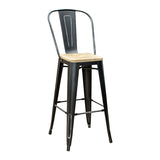 Pari's Barstool - Antique Black with Wood Seat