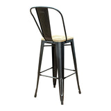 Pari's Barstool - Antique Black with Wood Seat