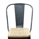 Pari's Barstool - Antique Black with Wood Seat