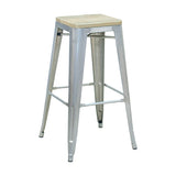 Pari's Stool - Gun Metal with Wood Seat